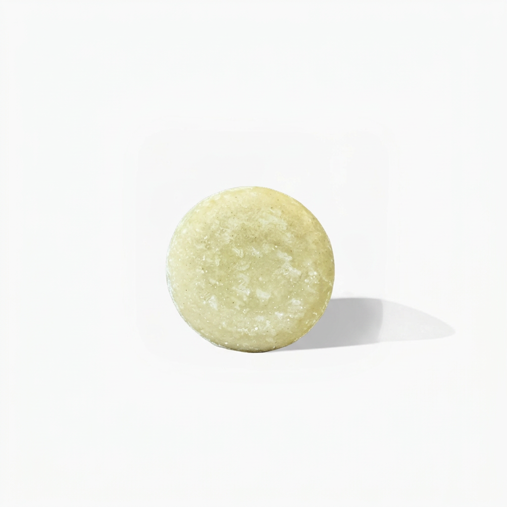 Pale yellow-green Coconut Crush Shampoo Bar on a near-white background with a soft shadow.