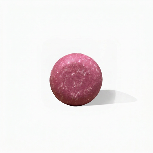 Strawberry Sugar Shampoo Bar on a near-white background with a soft shadow